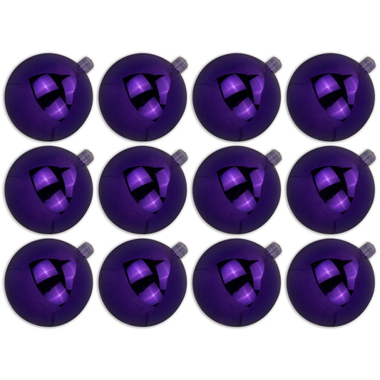 12 Pack 60mm 2.5" Shiny Purple Ball Ornament with Wire and UV Coating