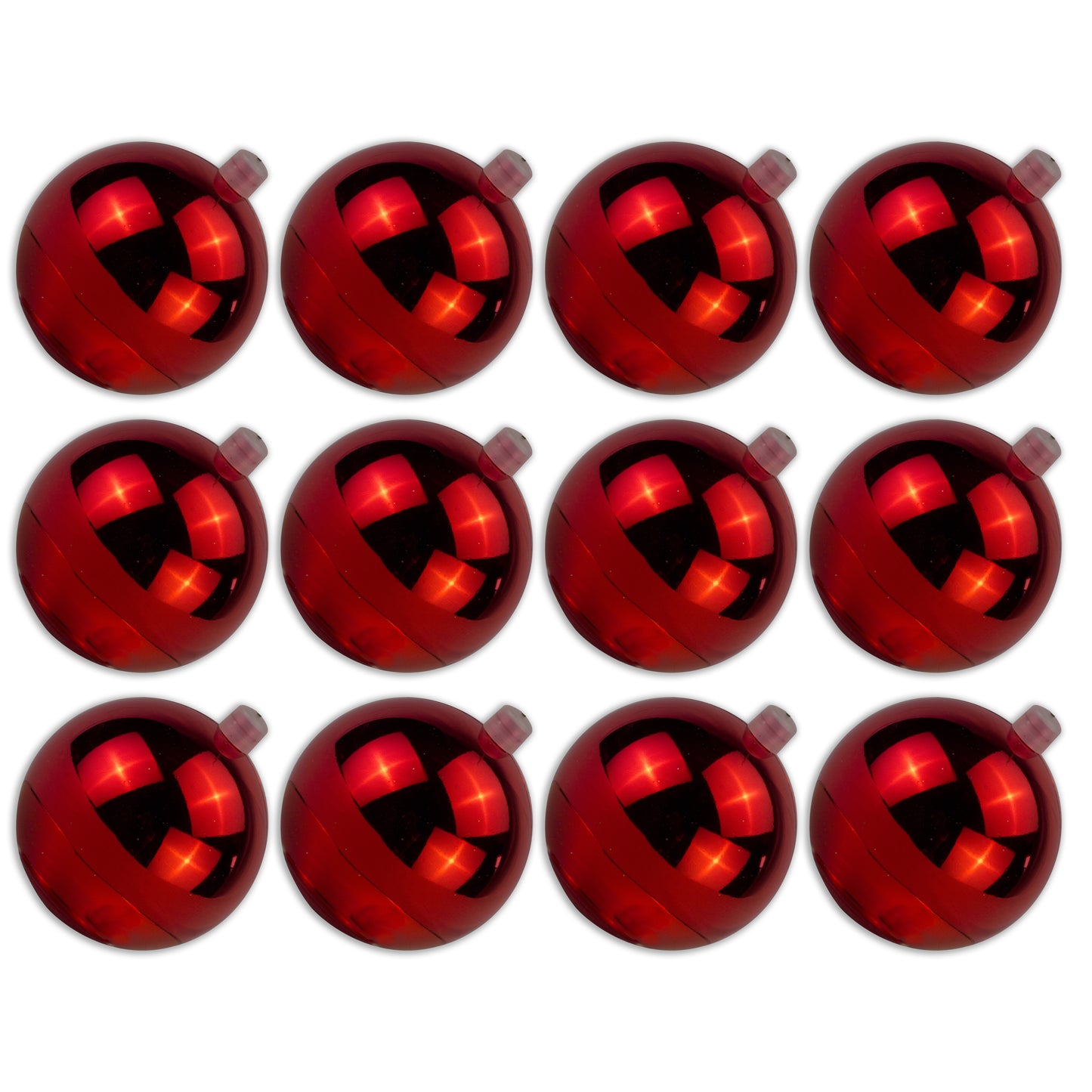 12 Pack 60mm 2.5" Shiny Red Ball Ornament with Wire and UV Coating