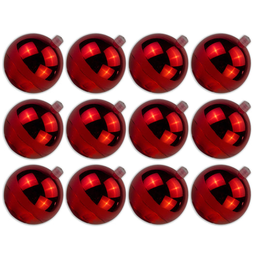 12 Pack 60mm 2.5" Shiny Red Ball Ornament with Wire and UV Coating