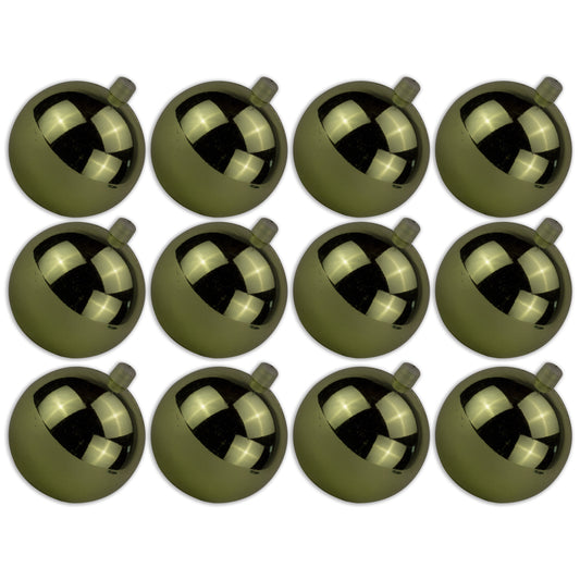 12 Pack 60mm 2.5" Shiny Sage Green Ball Ornament with Wire and UV Coating