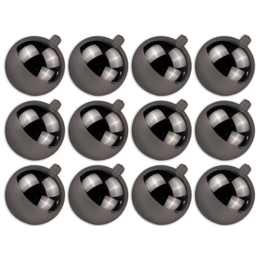 12 Pack 60mm 2.5" Shiny Silver Ball Ornament with Wire and UV Coating