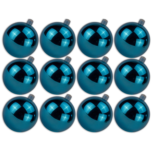 12 Pack 70mm 2.75" Shiny Aqua Ball Ornament with Wire and UV Coating