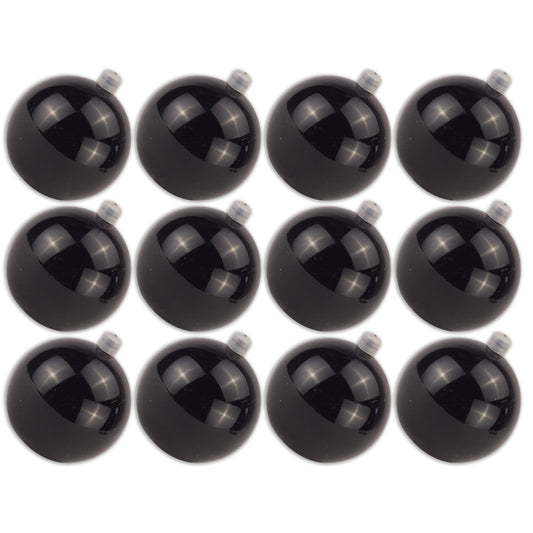 12 Pack 70mm 2.75 Shiny Black Ornament with Wire and UV Coating