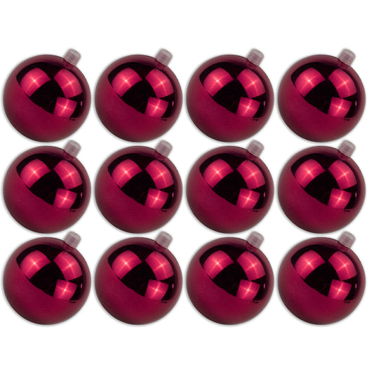 12 Pack 70mm 2.75" Shiny Burgundy Ornament with Wire and UV Coating