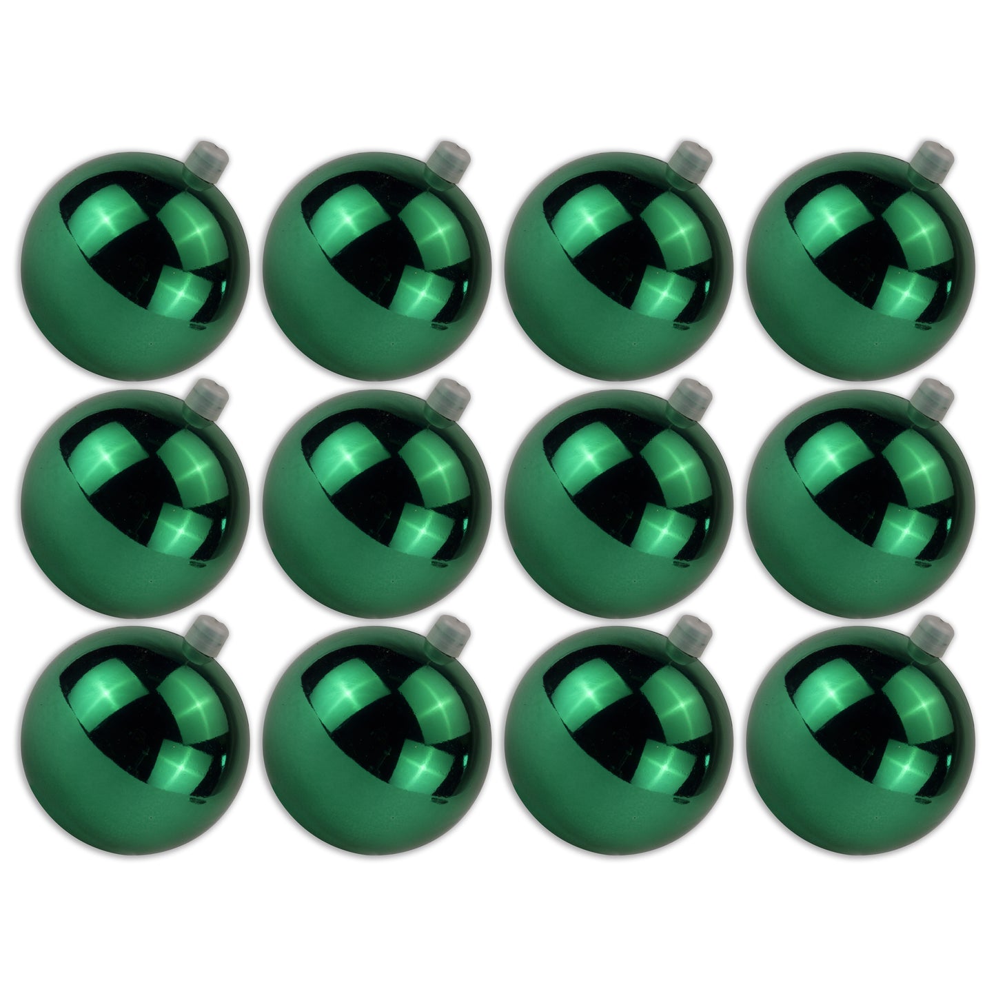 12 Pack 70mm 2.75 Shiny Green Ornament with Wire and UV Coating