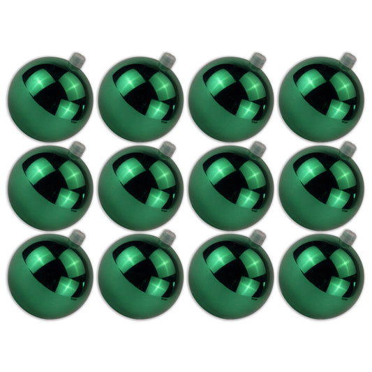 12 Pack 70mm 2.75 Shiny Green Ornament with Wire and UV Coating