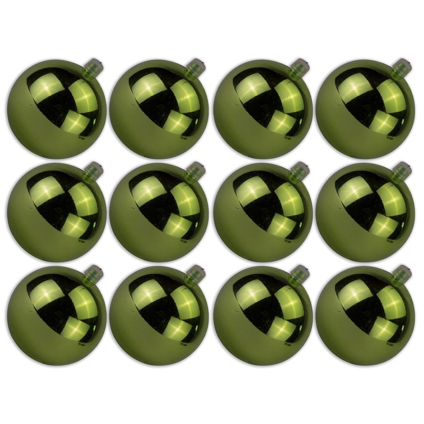 12 Pack 70mm 2.75 Shiny Lime Green Ornament with Wire and UV Coating