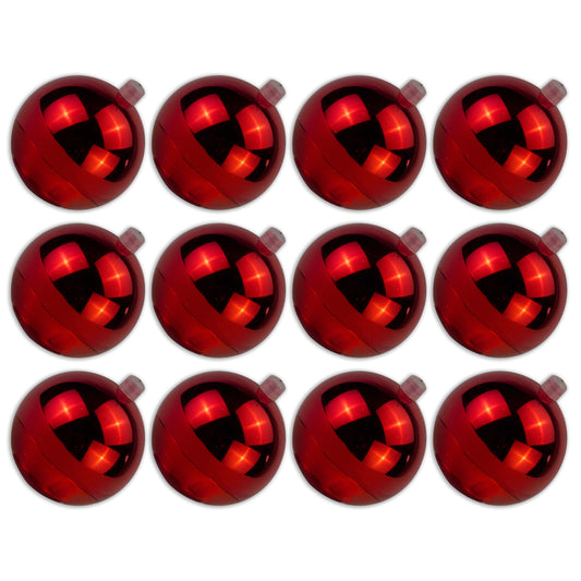 12 Pack 70mm 2.75 Shiny Red Ornament with Wire and UV Coating