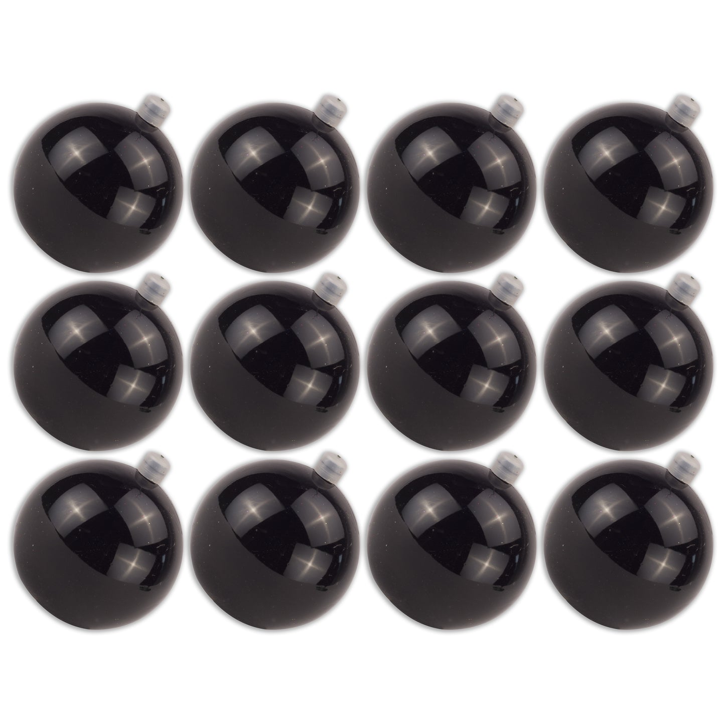 12 Pack 80mm 3" Shiny Black Ball Ornament with Wire, UV Coated