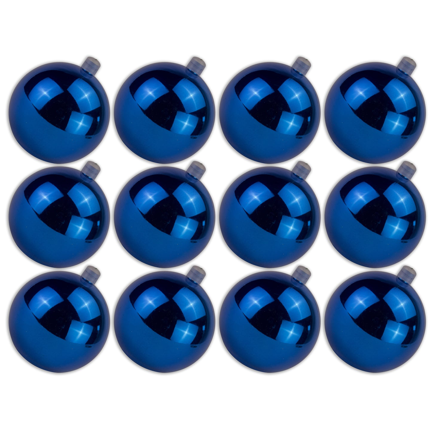 12 Pack 80mm 3" Shiny Blue Ball Ornament with Wire, UV Coated