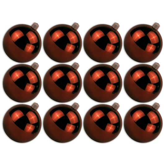 12 Pack 80mm 3" Shiny Copper Ball Ornament with Wire, UV Coated