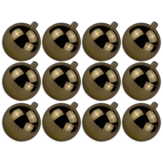 12 Pack 80mm 3" Shiny Gold Ball Ornament with Wire, UV Coated