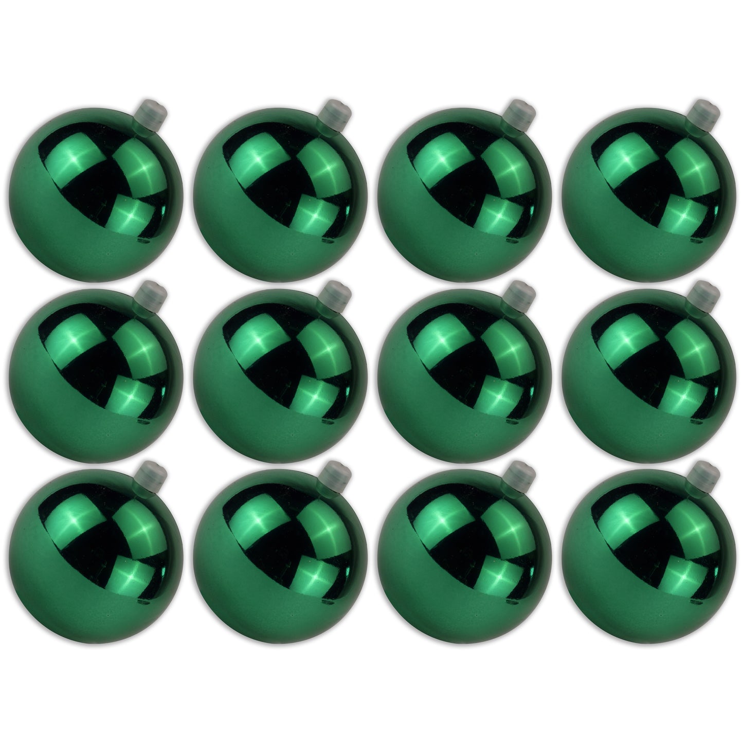 12 Pack 80mm 3" Shiny Green Ball Ornament with Wire and UV Coating