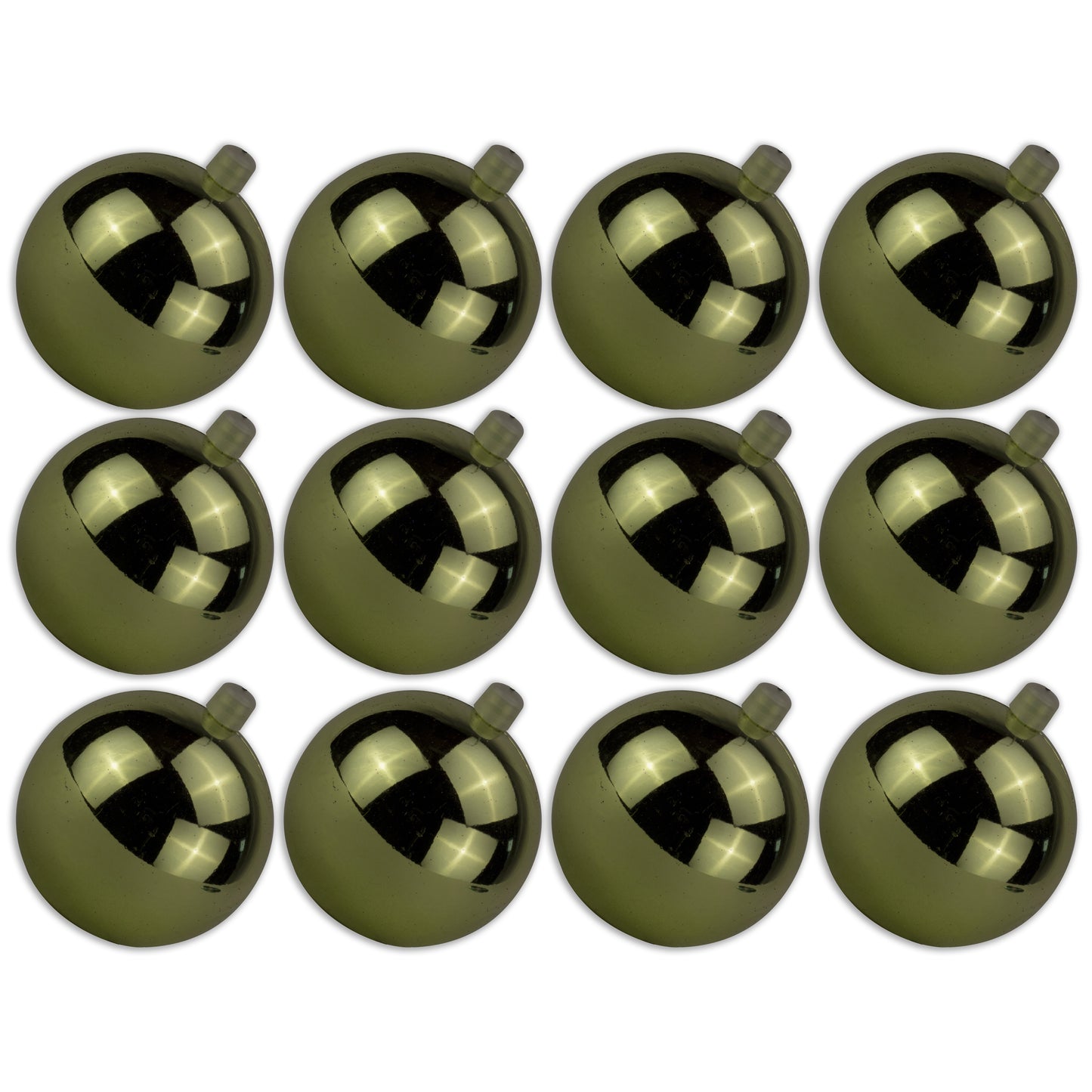 12 Pack 80mm 3" Shiny Sage Green Ball Ornament with Wire, UV Coated