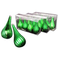 12 Pack of Green Teardrop Ornaments with Glitter Enhancements