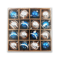 16 Pack Blue and Silver Assorted Ball Ornaments