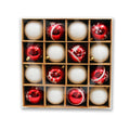 16 Pack Red and White Assorted Ball Ornaments