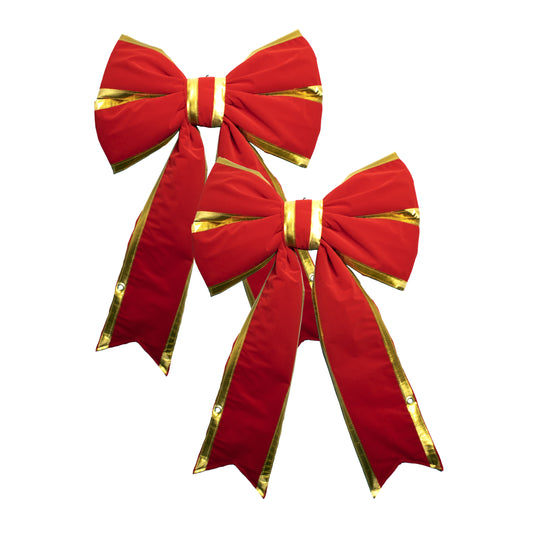 2 Pack 18" Red with Gold Trim Bow