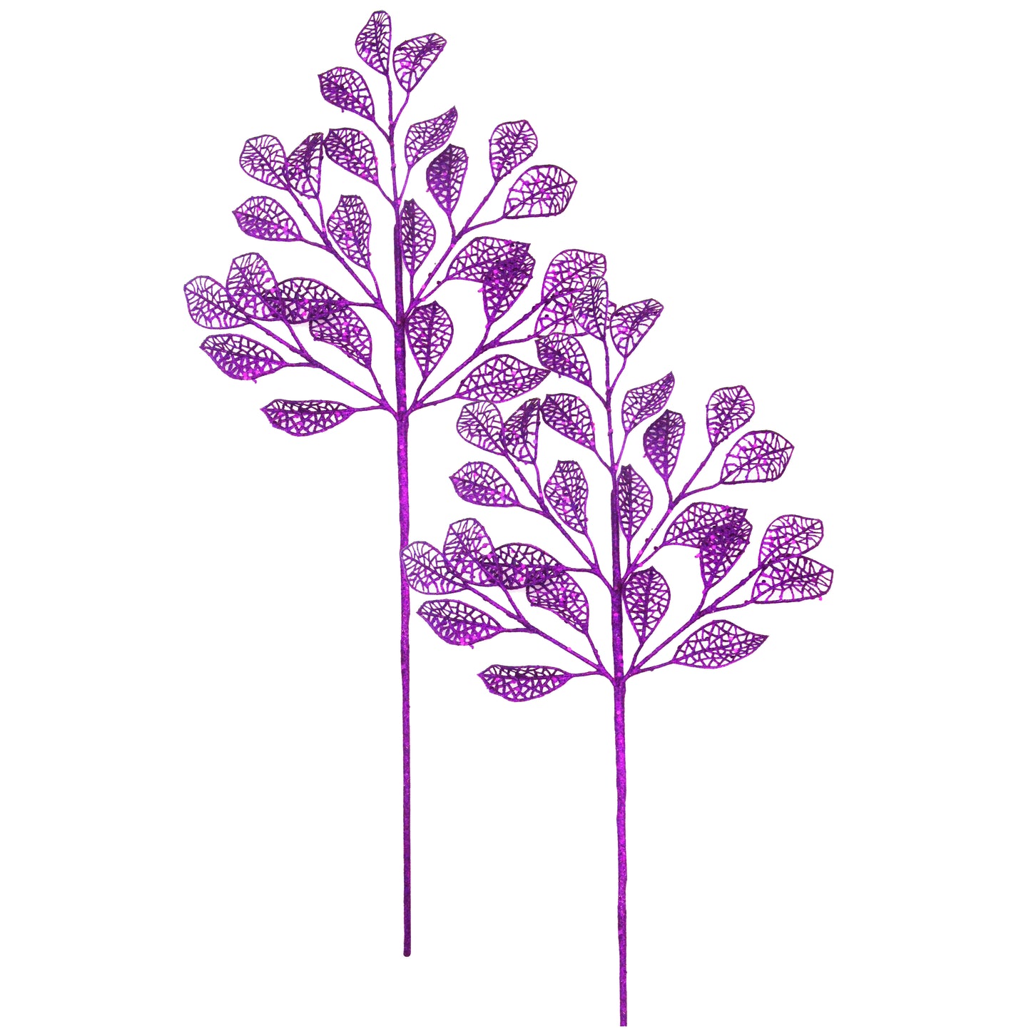 2 Pack of 24" Purple Leaf Picks with Glitter Enhancements