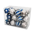 24 Pack Blue and Silver Line Design Ball Ornaments