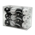 24 Pack White Silver and Black Line Design Ball Ornaments