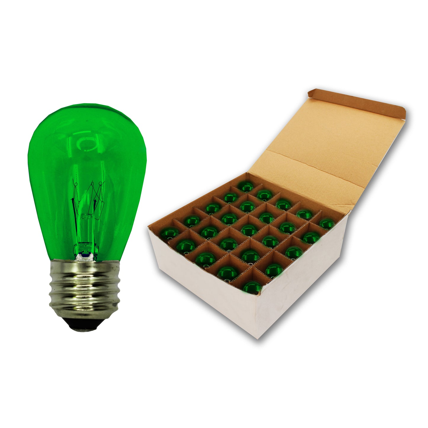 25 Pack T50 Glass Green Retrofit Lamp