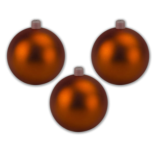 3 Pack 150mm 6" Orange Matte Ball Ornament with Wire and UV Coating