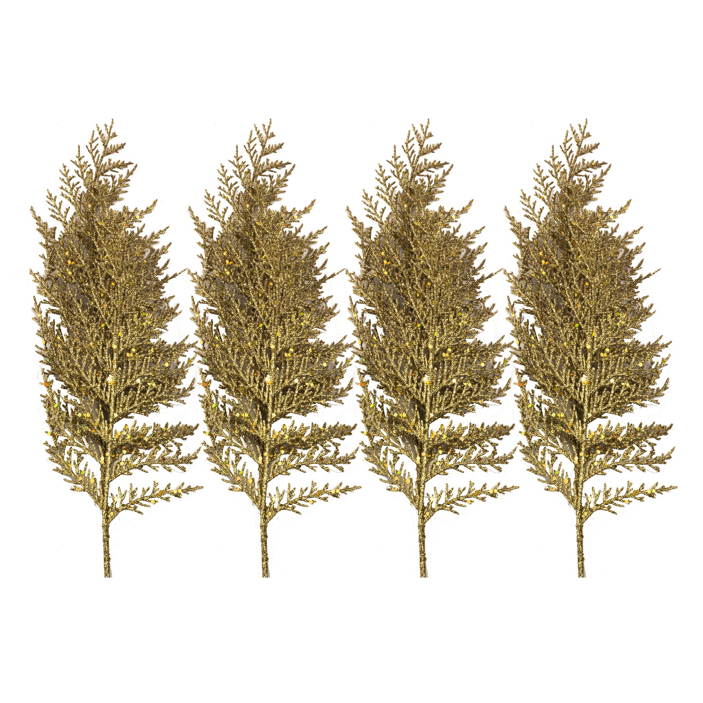 4 Pack of 22" Gold Fern Picks with Glitter Enhancements