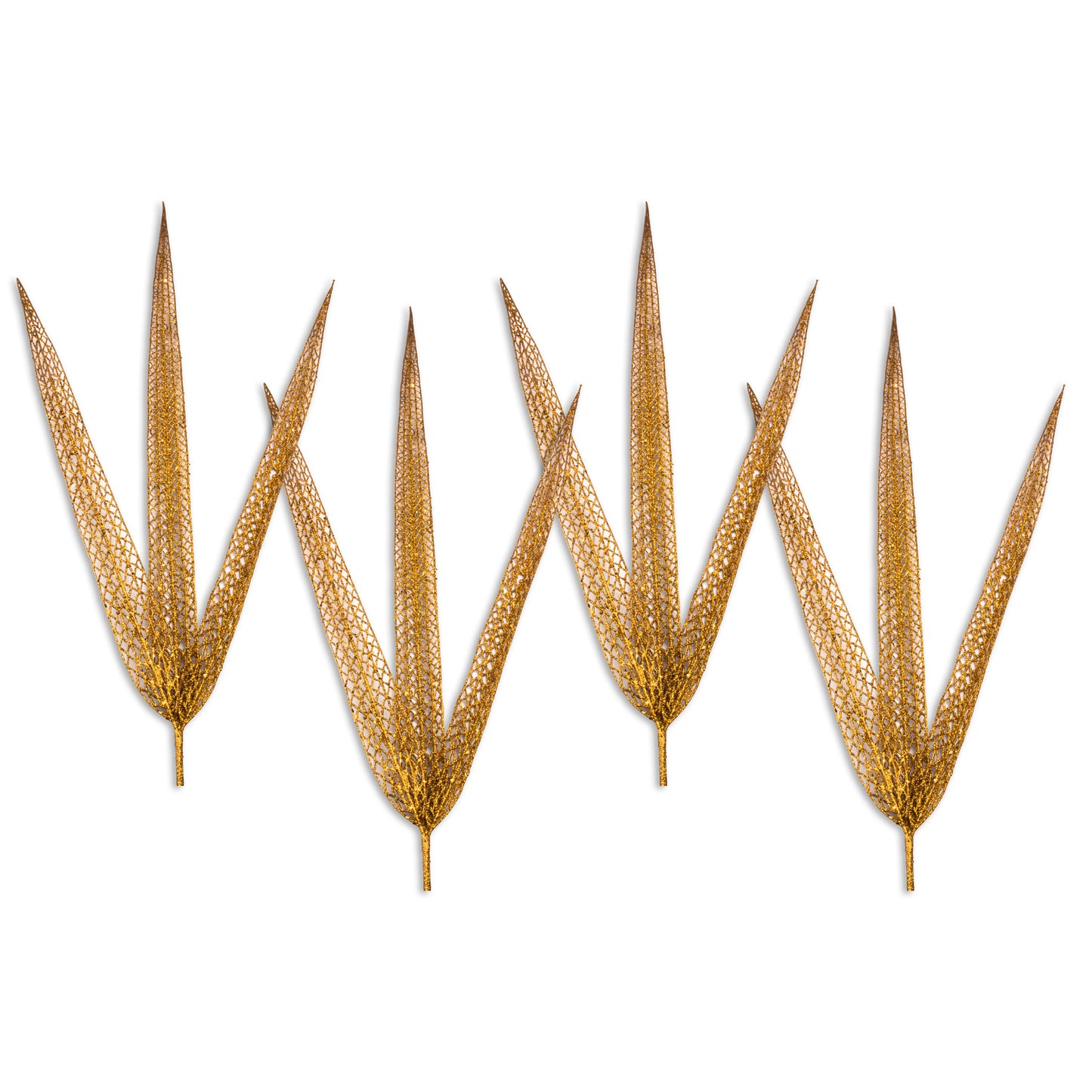 4 Pack of 39" Bronze 3 Leaf Picks with Glitter Enhancements