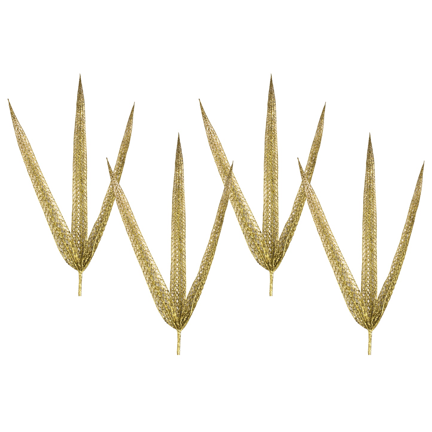 4 Pack of 39" Gold 3 Leaf Picks with Glitter Enhancements