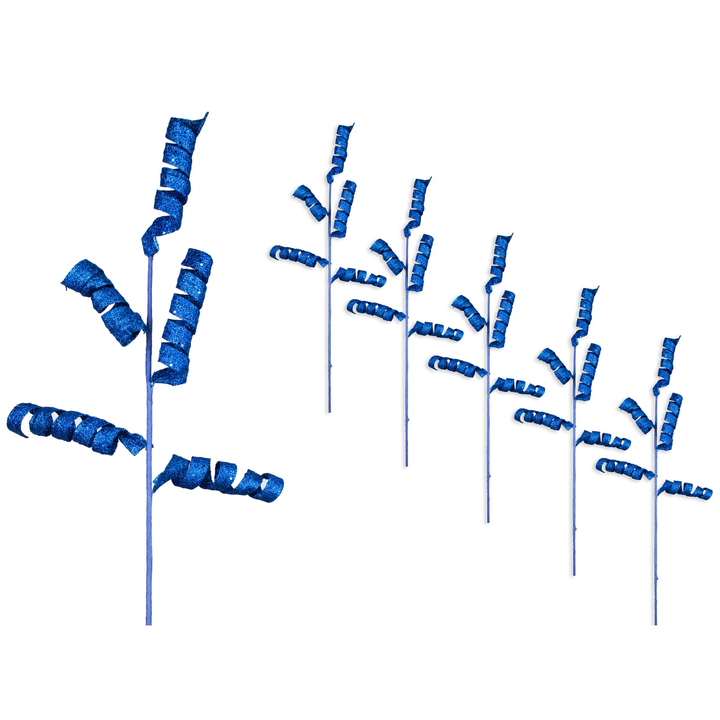 5 Pack of 42" Blue Twirl Picks with Glitter Enhancements