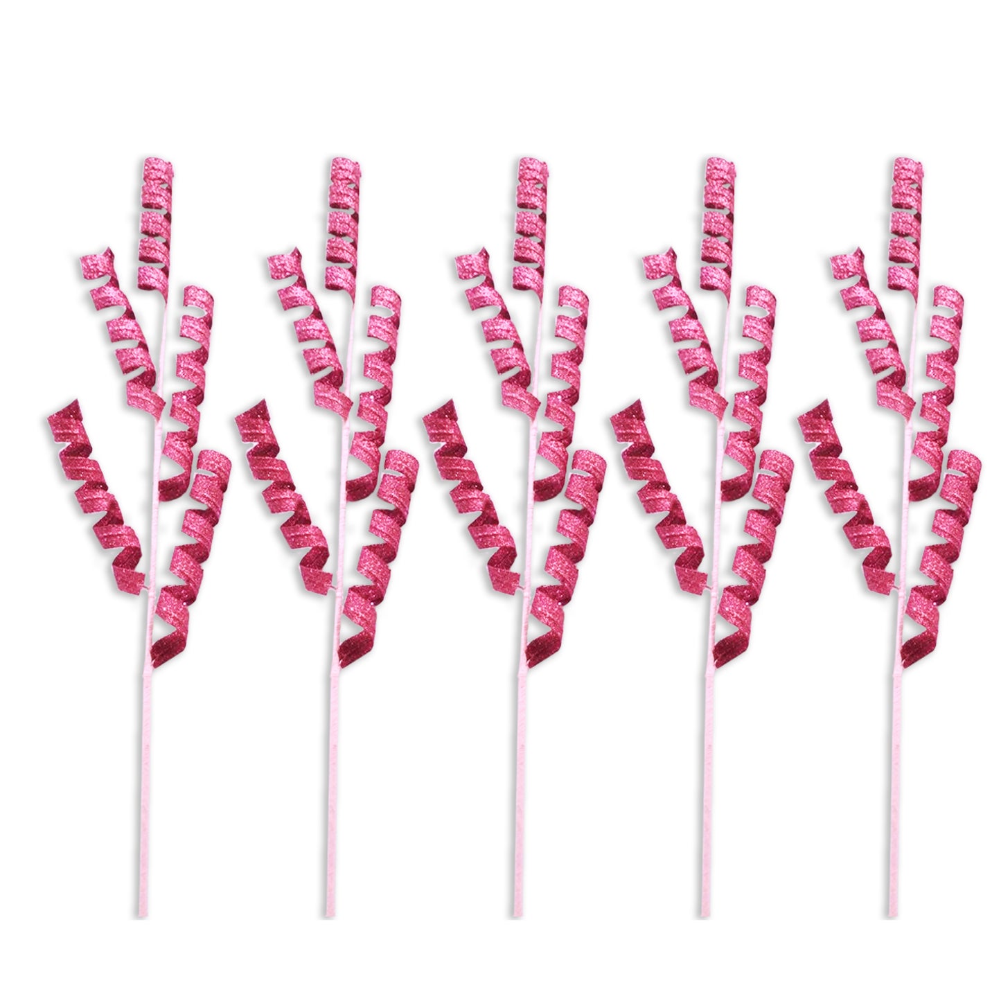 5 Pack of 42" Pink Twirl Picks with Glitter Enhancements
