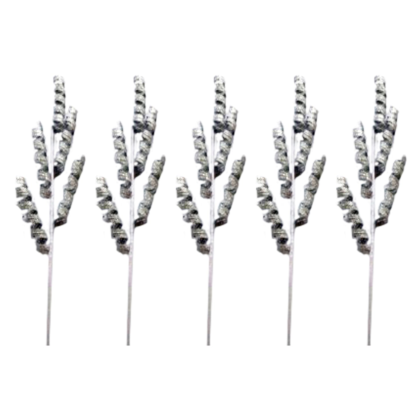 5 Pack of 42" Silver Twirl Picks with Glitter Enhancements