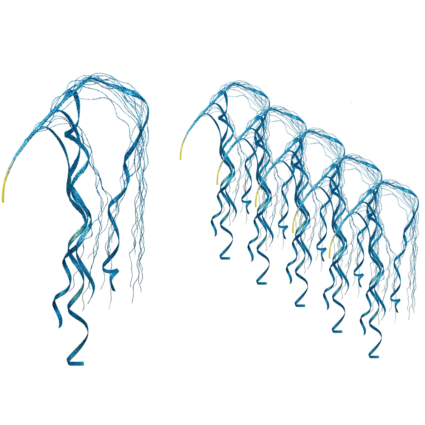 5 Pack of 48" Aqua Streamer Pick with Glitter Enhancements