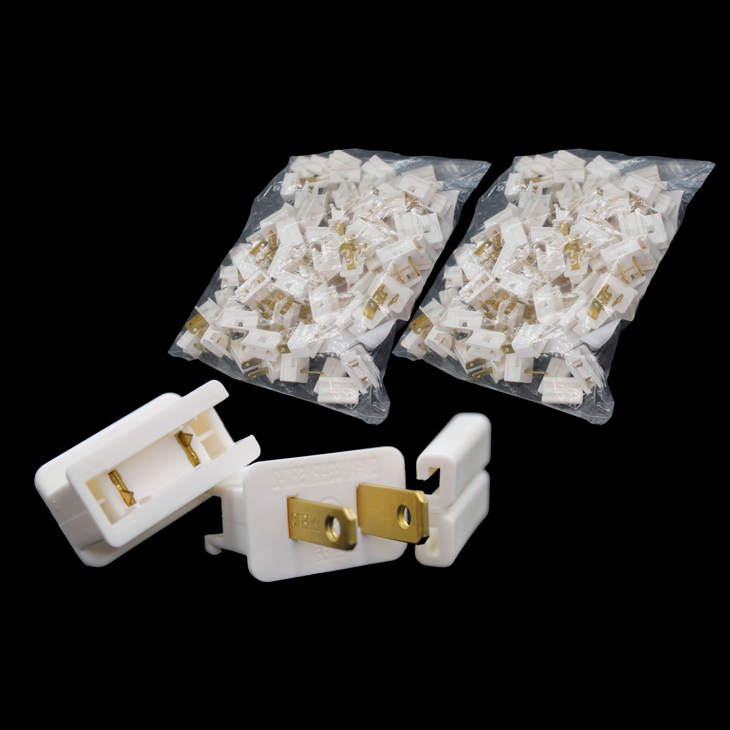 50 Pack White Male Slide-On SPT-1 Plug