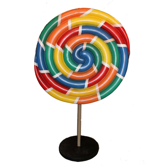 7.5' Primary Rainbow Swirl Peppermint Candy Tree with Base