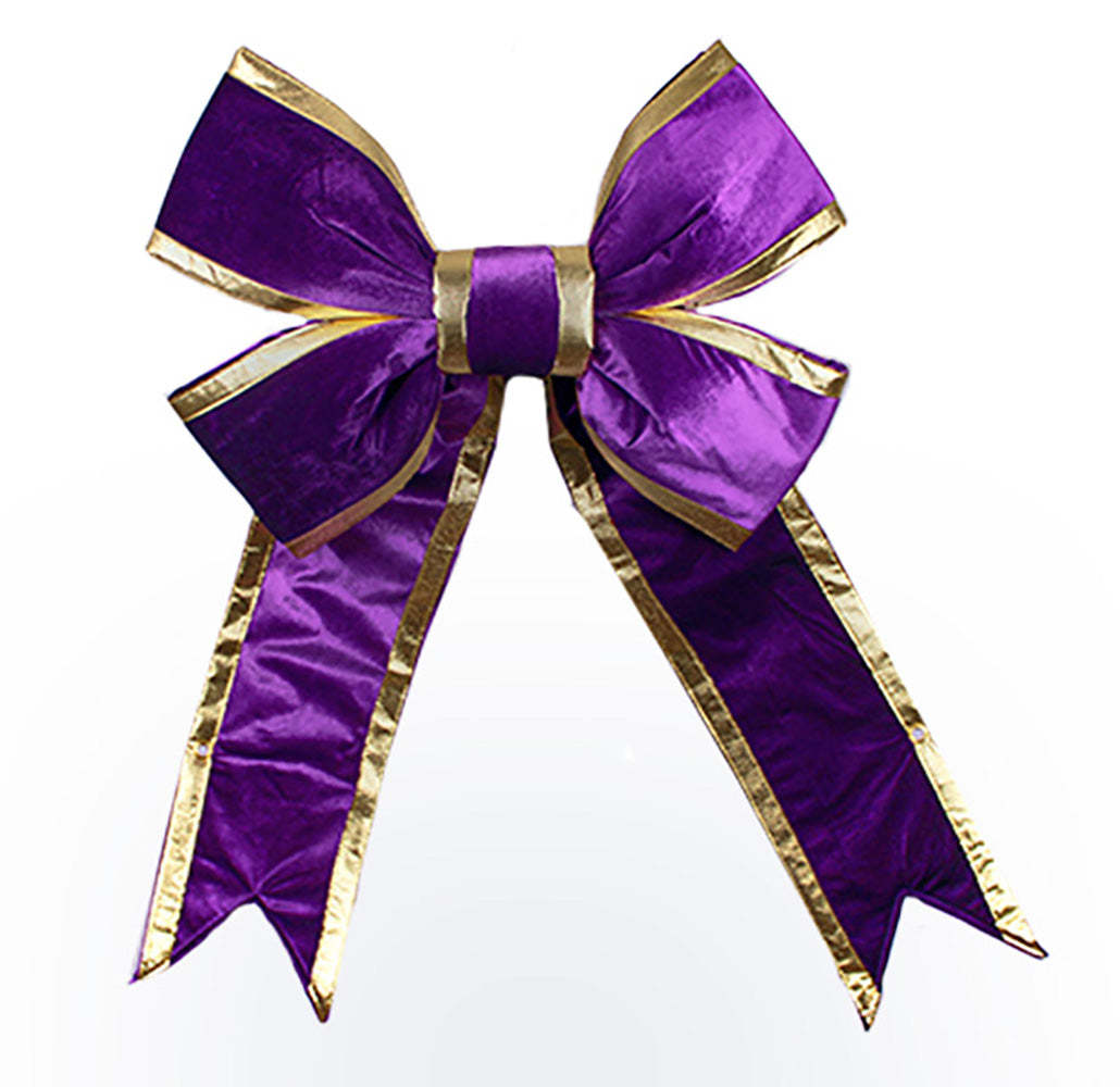 24" Bow, Purple Velvet with Gold Trim