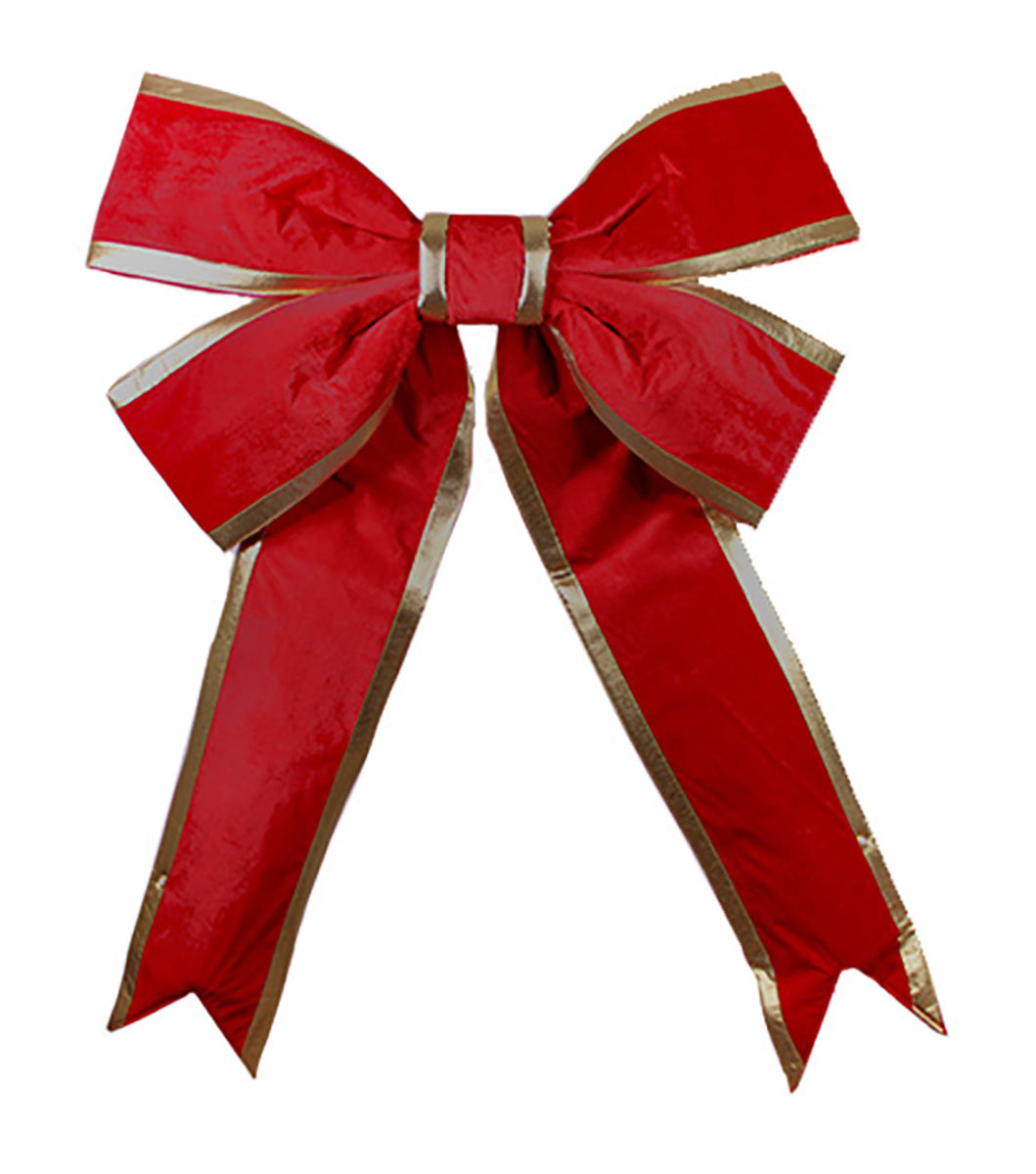 24" Red Velvet Bow with Gold Trim