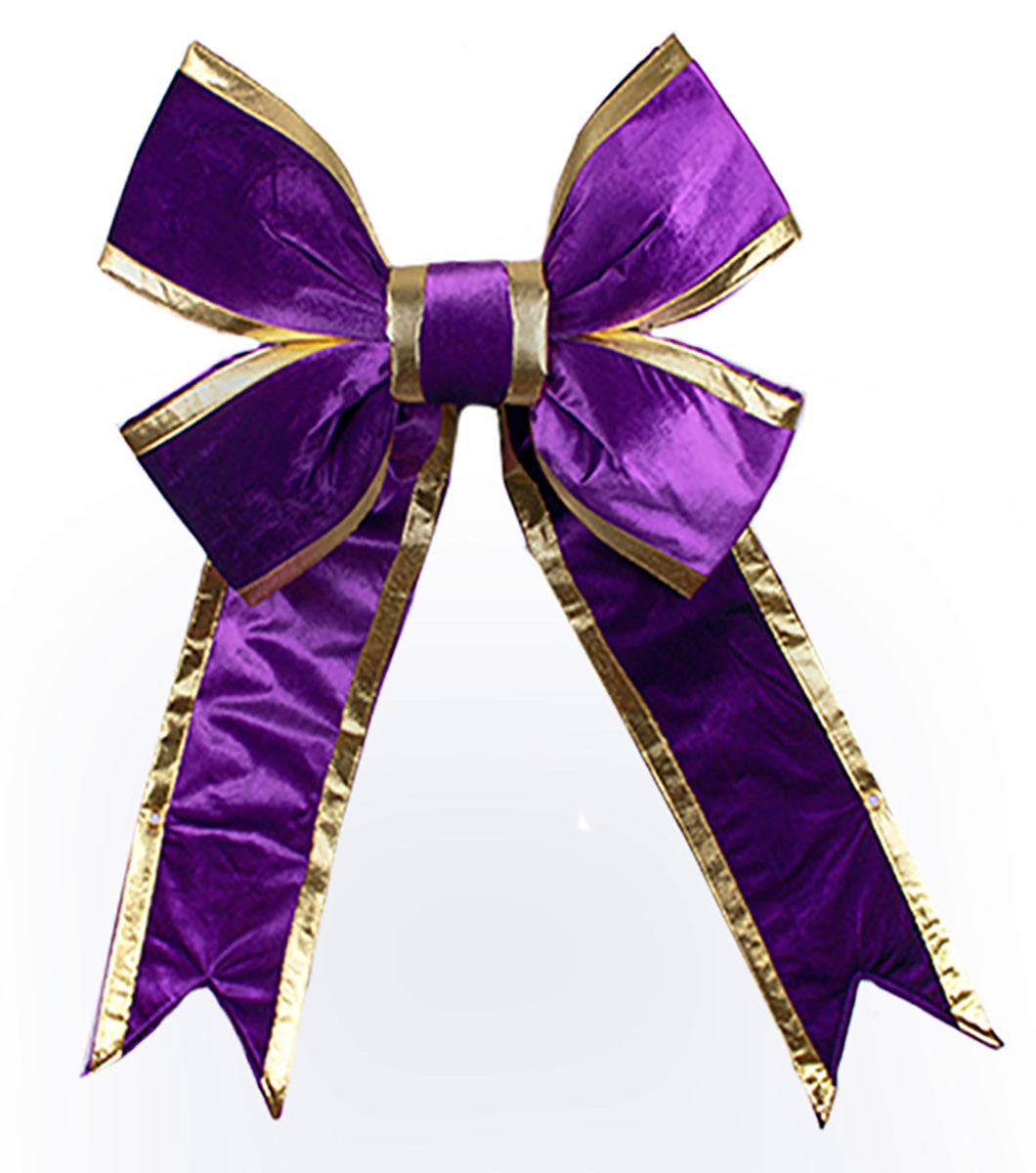 36" Bow, Purple Velvet with Gold Trim