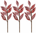 3 Pack of Rose Gold Leafy Picks with Silver Glitter Accents