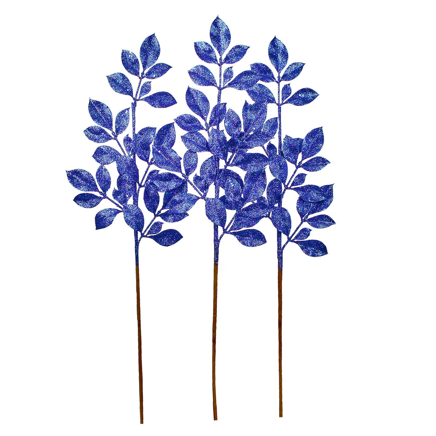 3 Pack of Navy Blue Leafy Glitter Picks