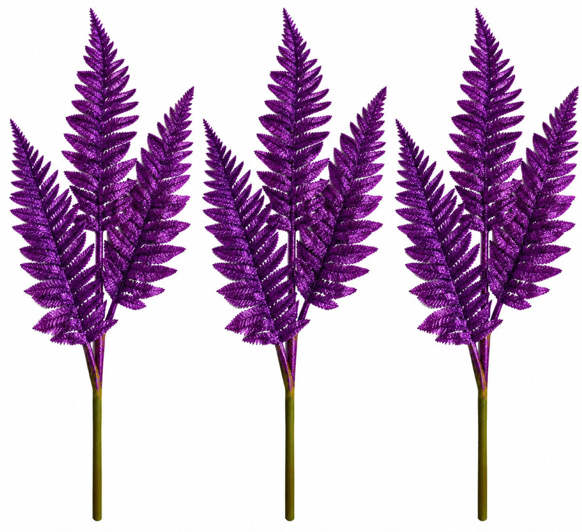 3 Pack of Purple Layered Leafy Glitter Picks