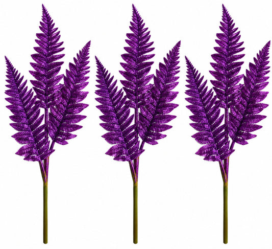 3 Pack of Purple Layered Leafy Glitter Picks