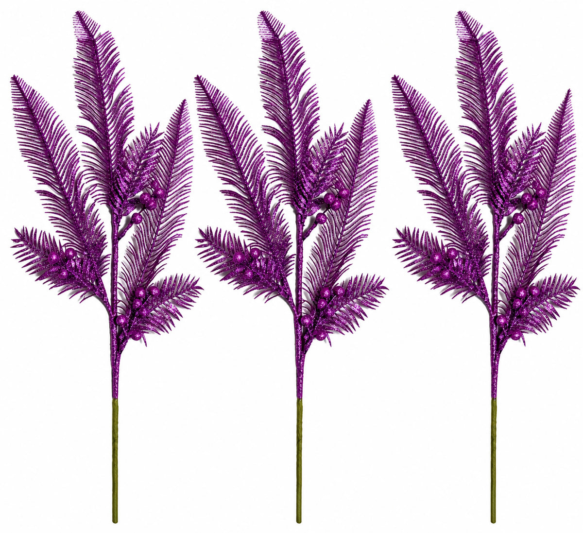3 Pack of Lavender Glitter Feather Picks