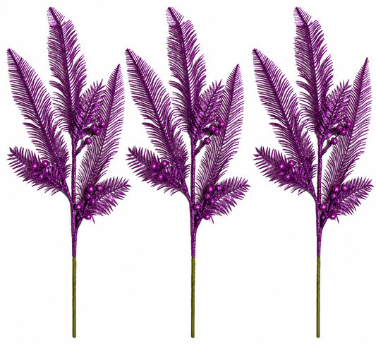 3 Pack of Lavender Glitter Feather Picks