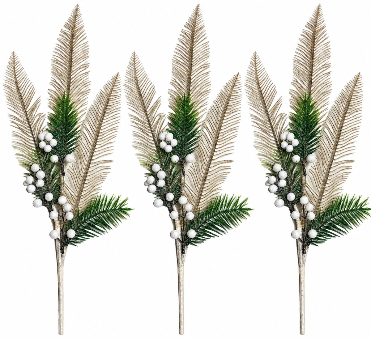 3 Pack of White Glitter Feather Picks