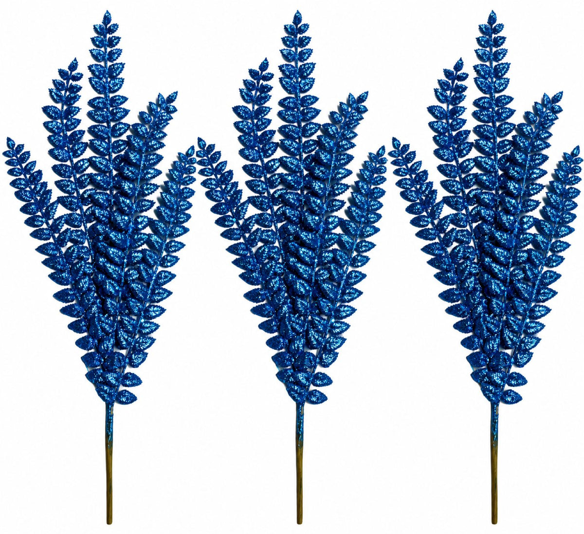 3 Pack of Teal Blue Floral Glitter Spray Picks