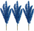3 Pack of Teal Blue Floral Glitter Spray Picks