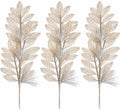 3 Pack of White Glitter Leaf and Spray Picks
