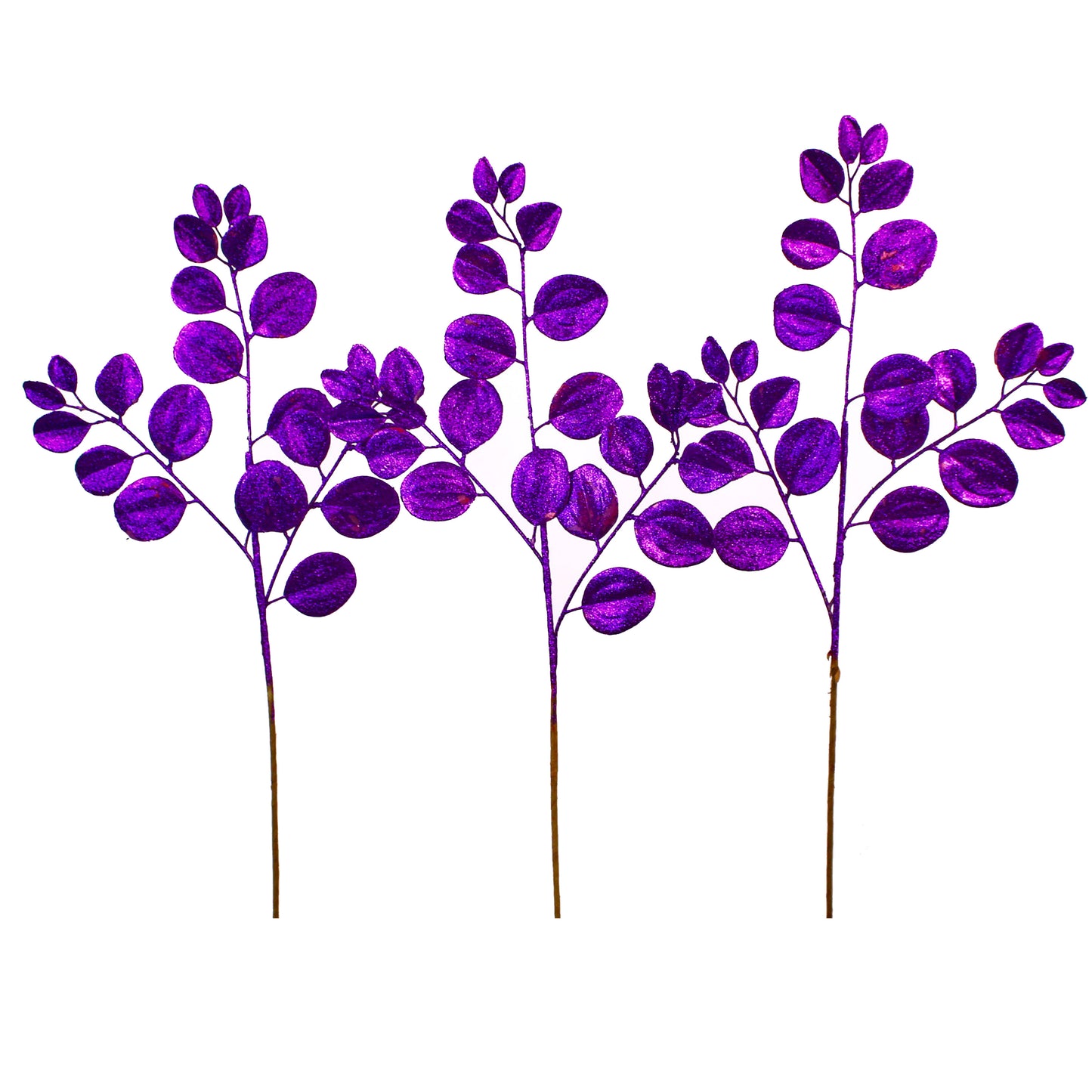 3 Pack of Purple Round Leaf Glitter Picks